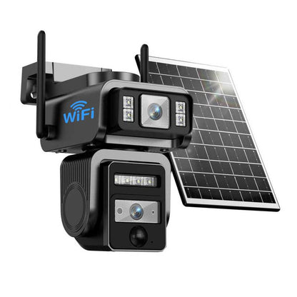 Cámara de Seguridad Solar WiFi con Doble Lente | Vigilancia 2K Inteligente 360°