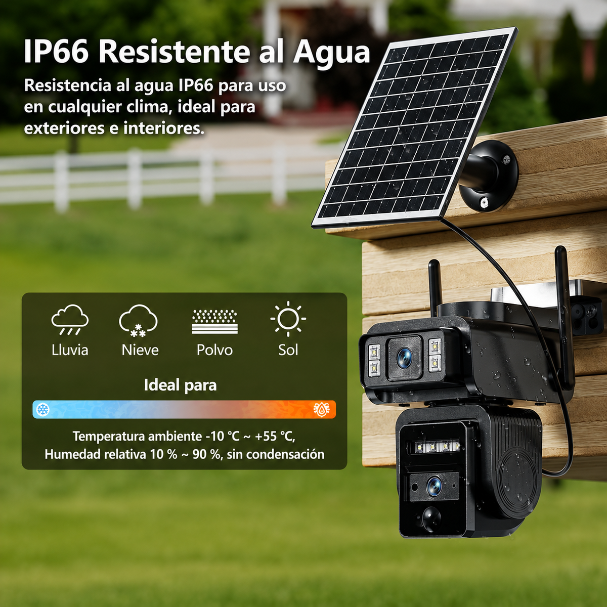 Cámara de Seguridad Solar WiFi con Doble Lente | Vigilancia 2K Inteligente 360°