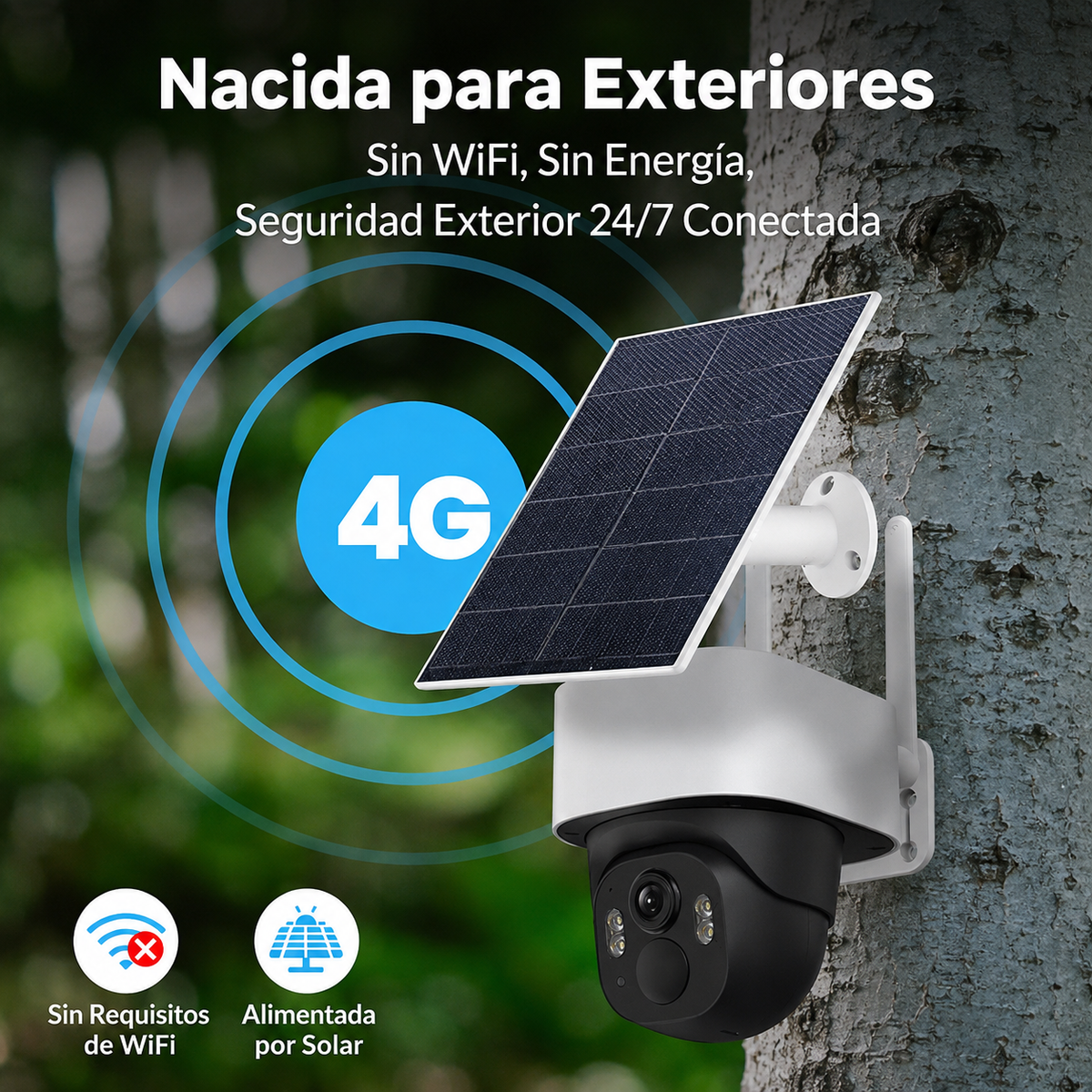 Cámara de Seguridad Panorámica 4G para Exterior | Visión 360° y Nocturna G