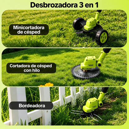 Podadora Inalámbrica para Césped con Ruedas