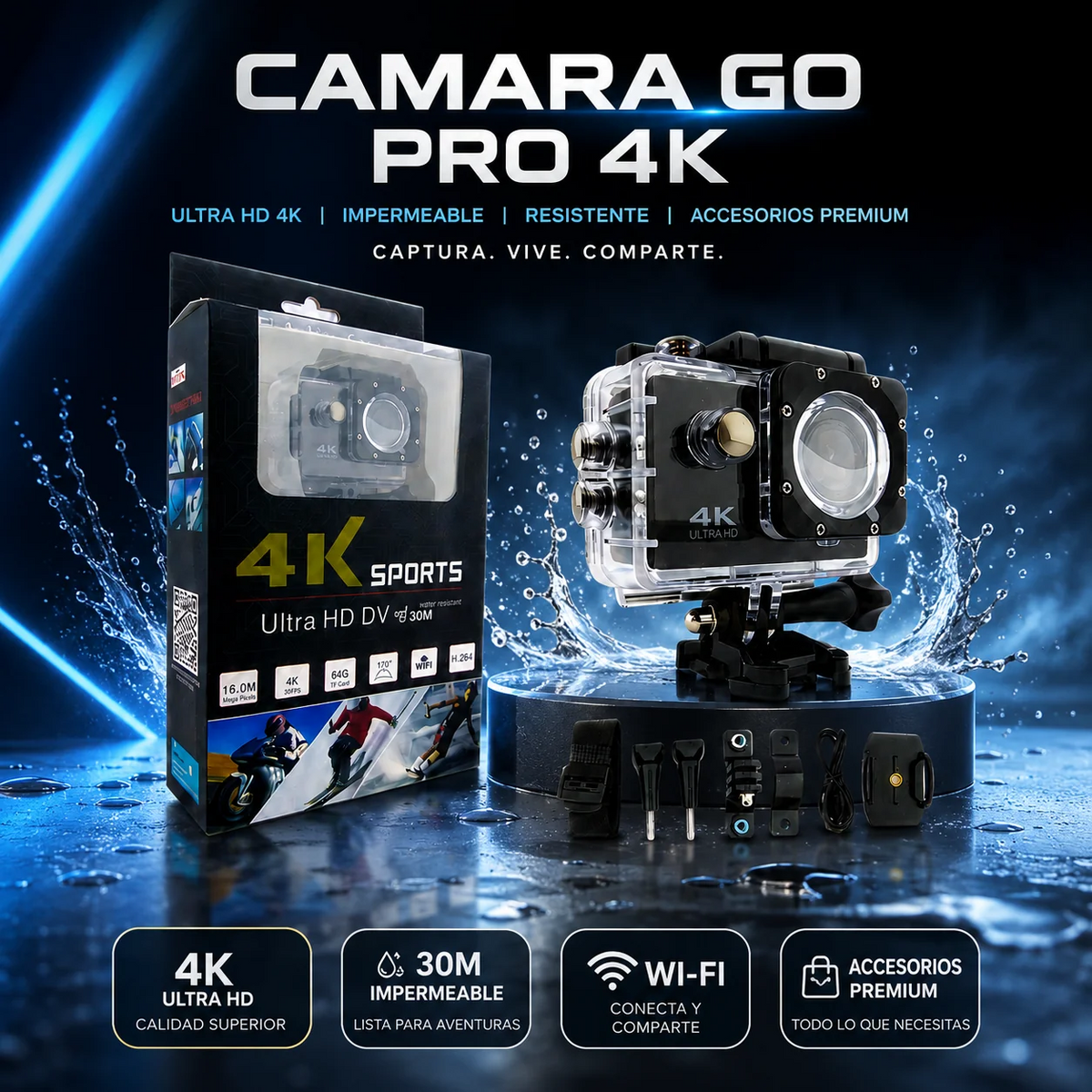 Cámara de Acción 4K – ¡Graba tus aventuras como un profesional!